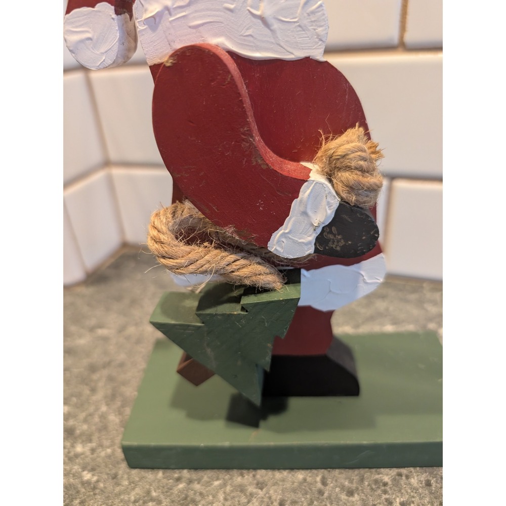 Wooden Santa‎ Claus Figurine Christmas Decoration Handcrafted Articulated